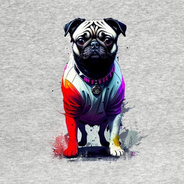 Hip Hop Punk Pug in Leather Jacket by fur-niche